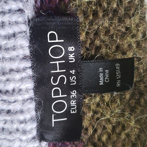 Topshop Multi Stripe Oversized Sweater, Wool Alpaca Blend, Size S - Picture 7 of 9